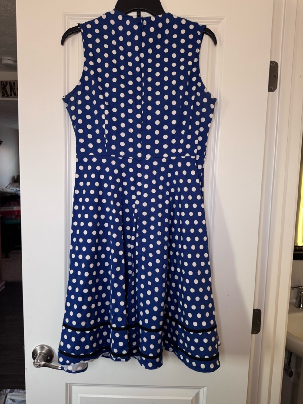Summer Polka Dot Cotton Vintage Elegant Dress Big Swing - Picture 7 of 7